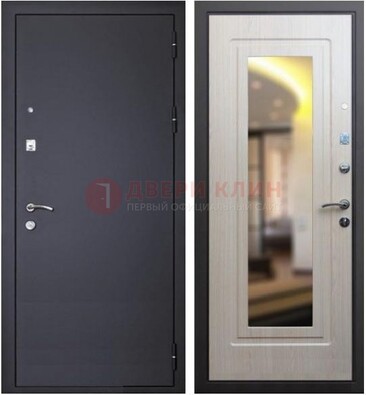 Черная металлическая дверь с зеркалом ДЗ-26 в Одинцово