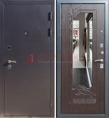 Черная входная дверь с зеркалом МДФ внутри ДЗ-29 в Одинцово