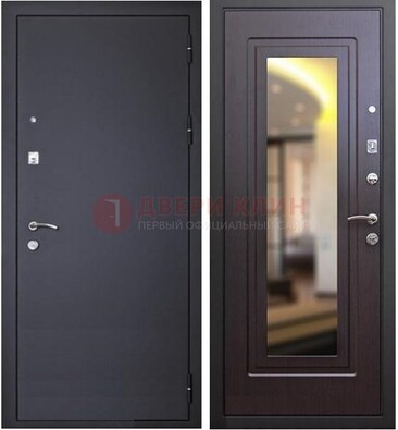 Черная железная дверь с зеркалом ДЗ-30 в Одинцово