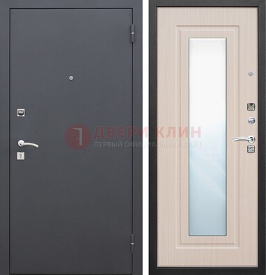 Черная входная дверь с зеркалом МДФ внутри ДЗ-31 в Одинцово