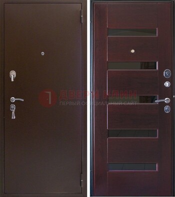 Темная железная дверь с зеркалом ДЗ-42 в Одинцово