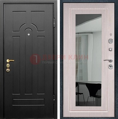 Темная стальная дверь с МДФ Капучино и зеркалом ДЗ-55 в Одинцово