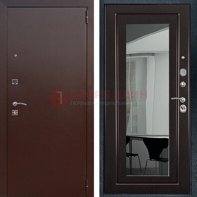 Металлическая дверь с порошковым напылением с МДФ и зеркалом ДЗ-61 в Одинцово