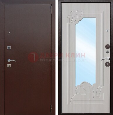 Стальная дверь с порошковым покрытием с резной МДФ и зеркалом ДЗ-66 в Одинцово