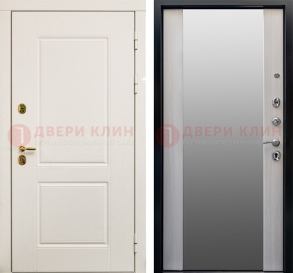 Белая стальная дверь с большим зеркалом ДЗ-73 в Одинцово