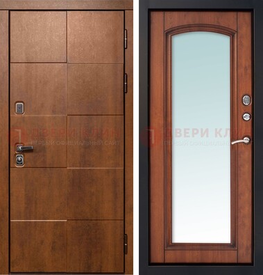 Белая филенчатая дверь с фрезерованной МДФ и зеркалом ДЗ-81 в Одинцово