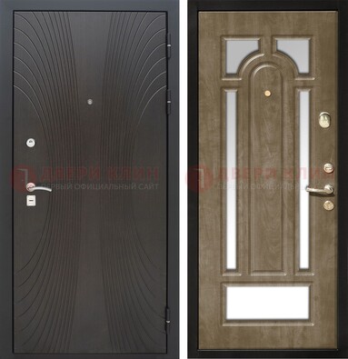 Темная металлическая дверь МДФ с различными зеркальными вставками внутри ДЗ-82 в Одинцово