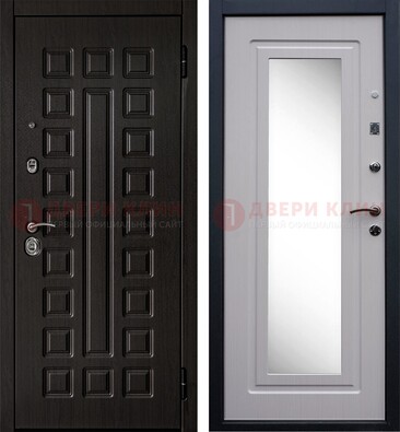 Черная филенчатая металлическая дверь МДФ с зеркалом ДЗ-83 в Одинцово