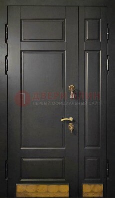 Черная полуторная железная дверь для частного дома ПЛ-2 в Одинцово
