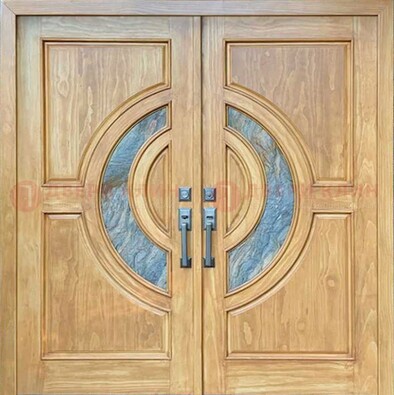 Двухстворчатая металлическая дверь с витражом ВЖ-11 в Одинцово