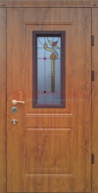 Железная дверь с МДФ и витражом ВЖ-24 в Одинцово